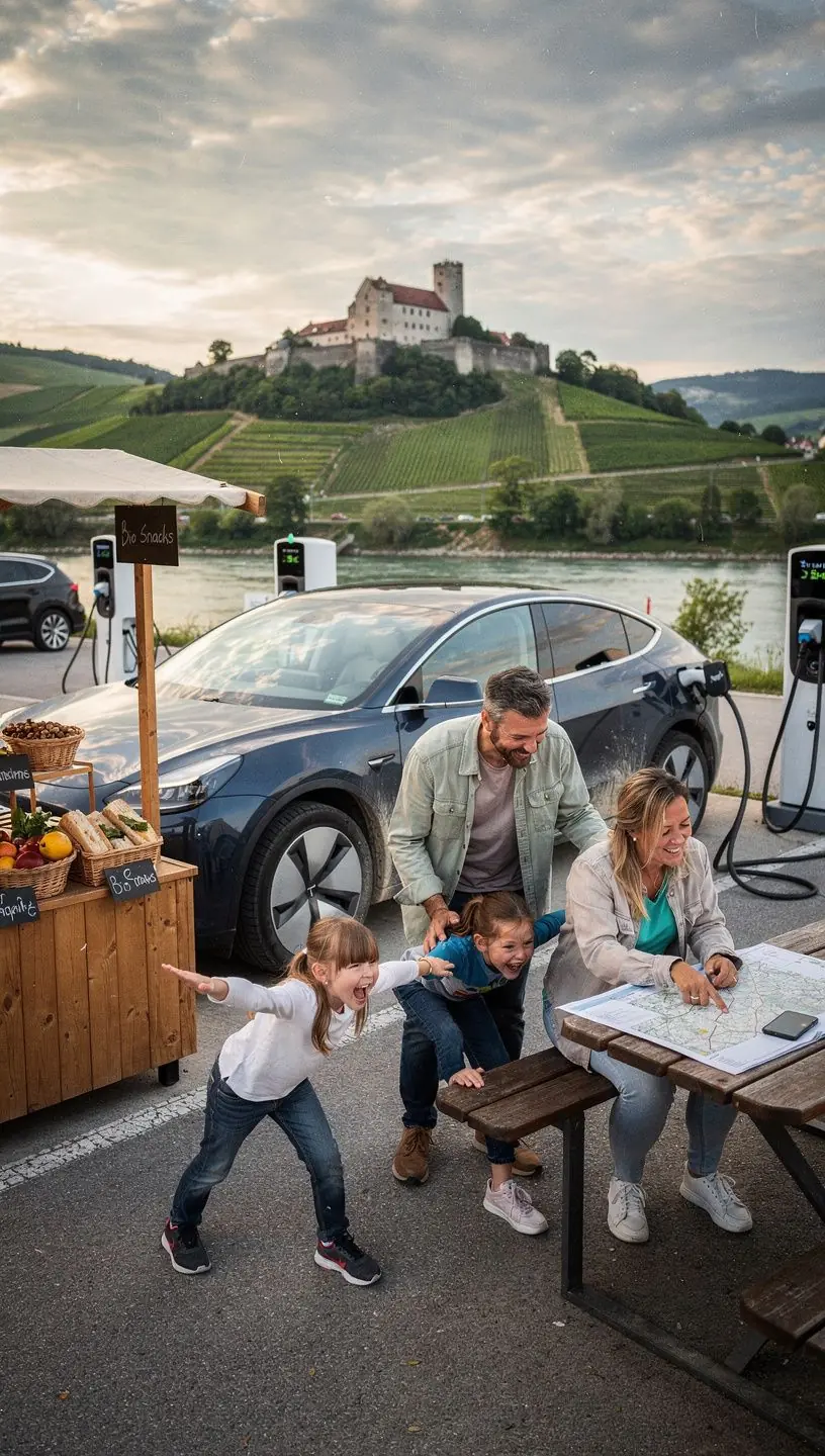 Ein Benutzer, der an einer urbanen Ladestation ein Elektroauto lГ¤dt, umweltfreundlich und effizient.