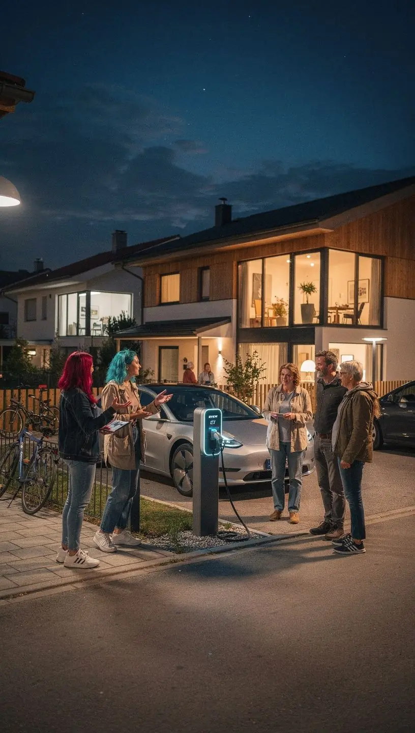 Zukunftsorientierte Elektro-Ladestation mit nachhaltiger Energiequelle.